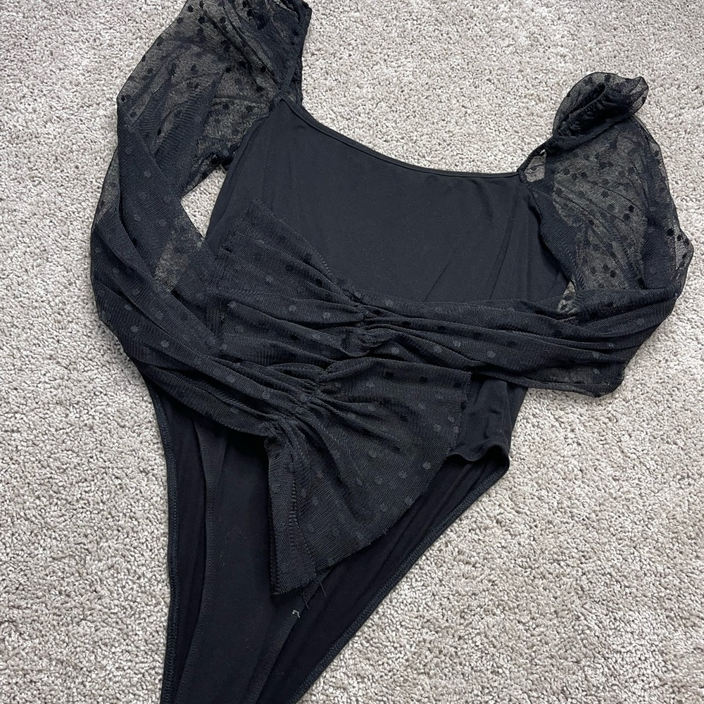 Mesh sleeve bodysuit